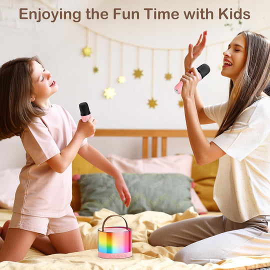 Kidara 2024 New Karaoke Machine for Kids with 2 Two Wireless Mic Toys Gifts for Girls Boys Ages 4, 5, 6, 7, 8, 9, 10, 12 +Years (Karaoke Double Mic Multicolor) (Glow Tune)