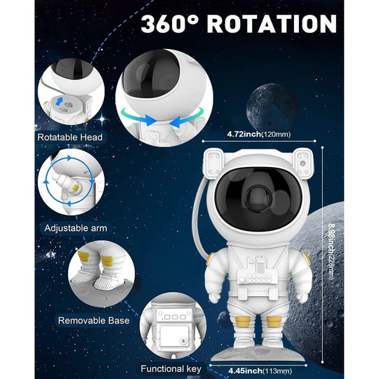 Kidara Astronaut Galaxy Projector with Remote Control Premium| 360° Rotation Adjustable Timer Nebula Night Sleep Light | Corded Electric