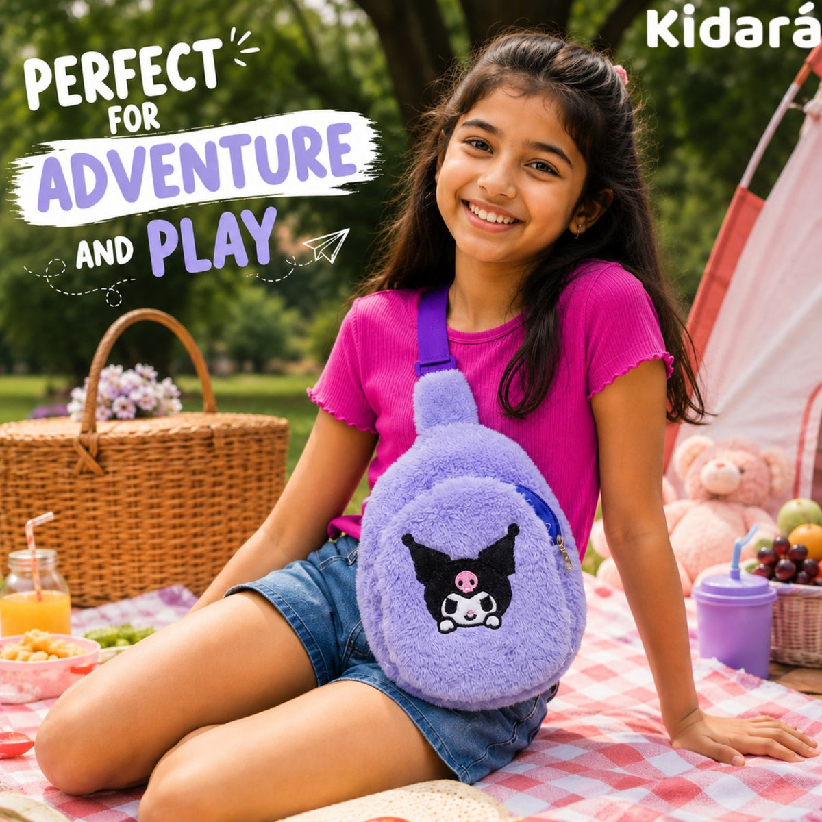 Kidara Fur Kuromi Chest Sling Bag