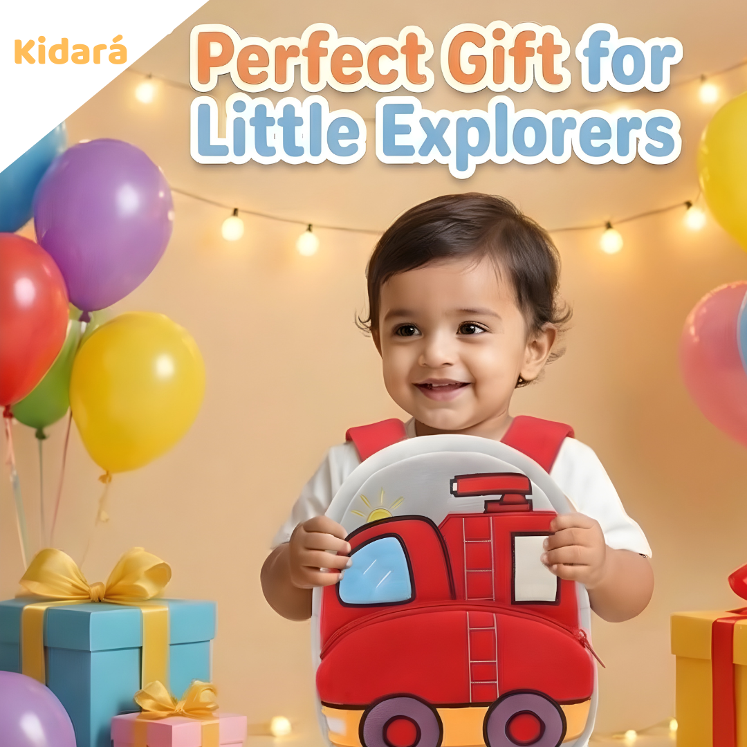 Kidara Fire Truck School Backpack for Toddlers (2-5 Years) – Plush 3D Rescue Vehicle Bag