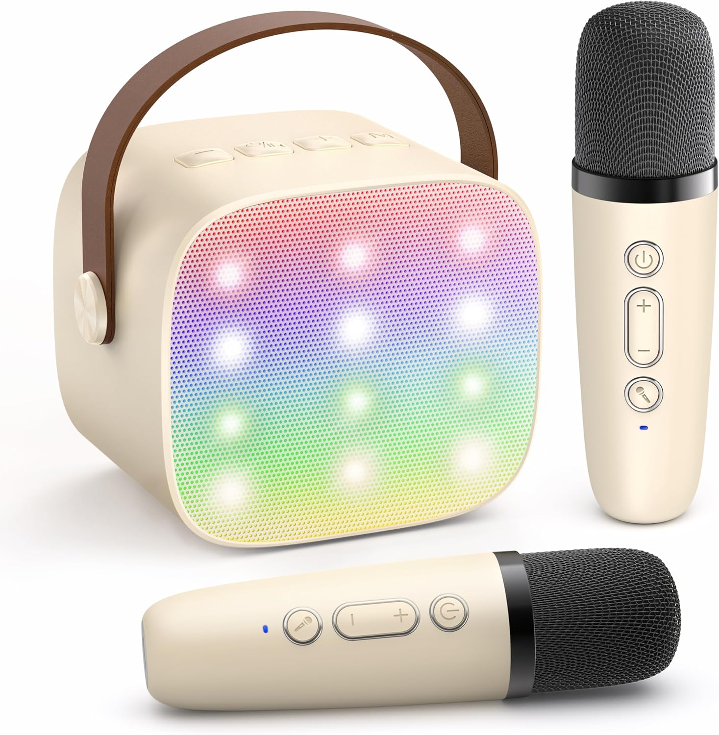 SingStar Karaoke Speaker with Two Wireless Mics for Kids | Ages 4-10+ (Beige)