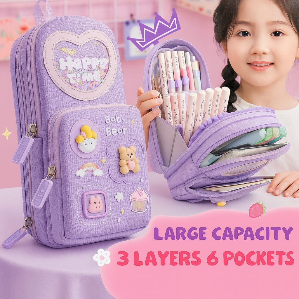 Kidara Happy Times Aesthetic Pencil Pouch – Lavender Purple