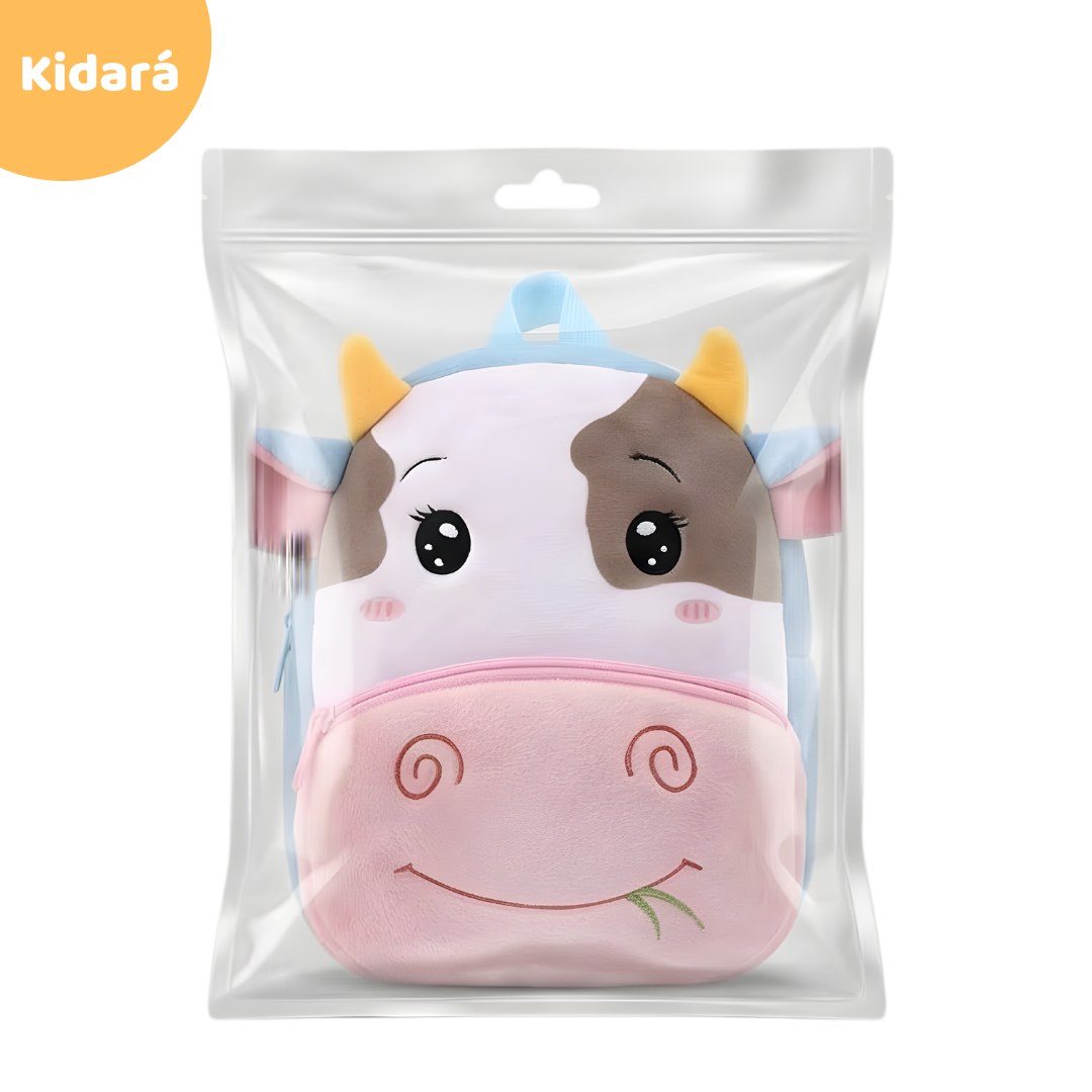 Kidara Preschool Soft Plush Cow Backpack for Toddlers (1-5 Years) – Mini Travel Full Embroidery Bag