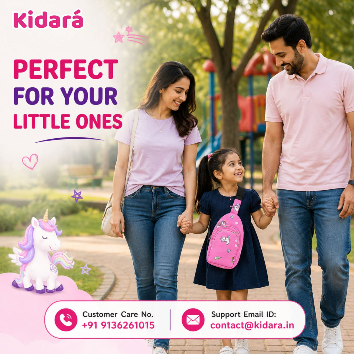 Kidara Unicorn Chest Kids Sling Bag (Pink)