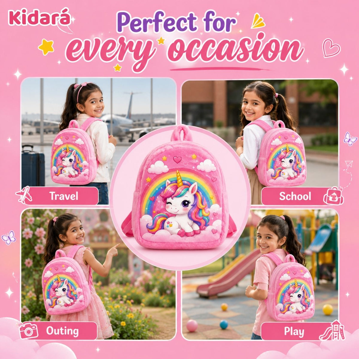 Kidara Plush Kids Backpack (Pink)