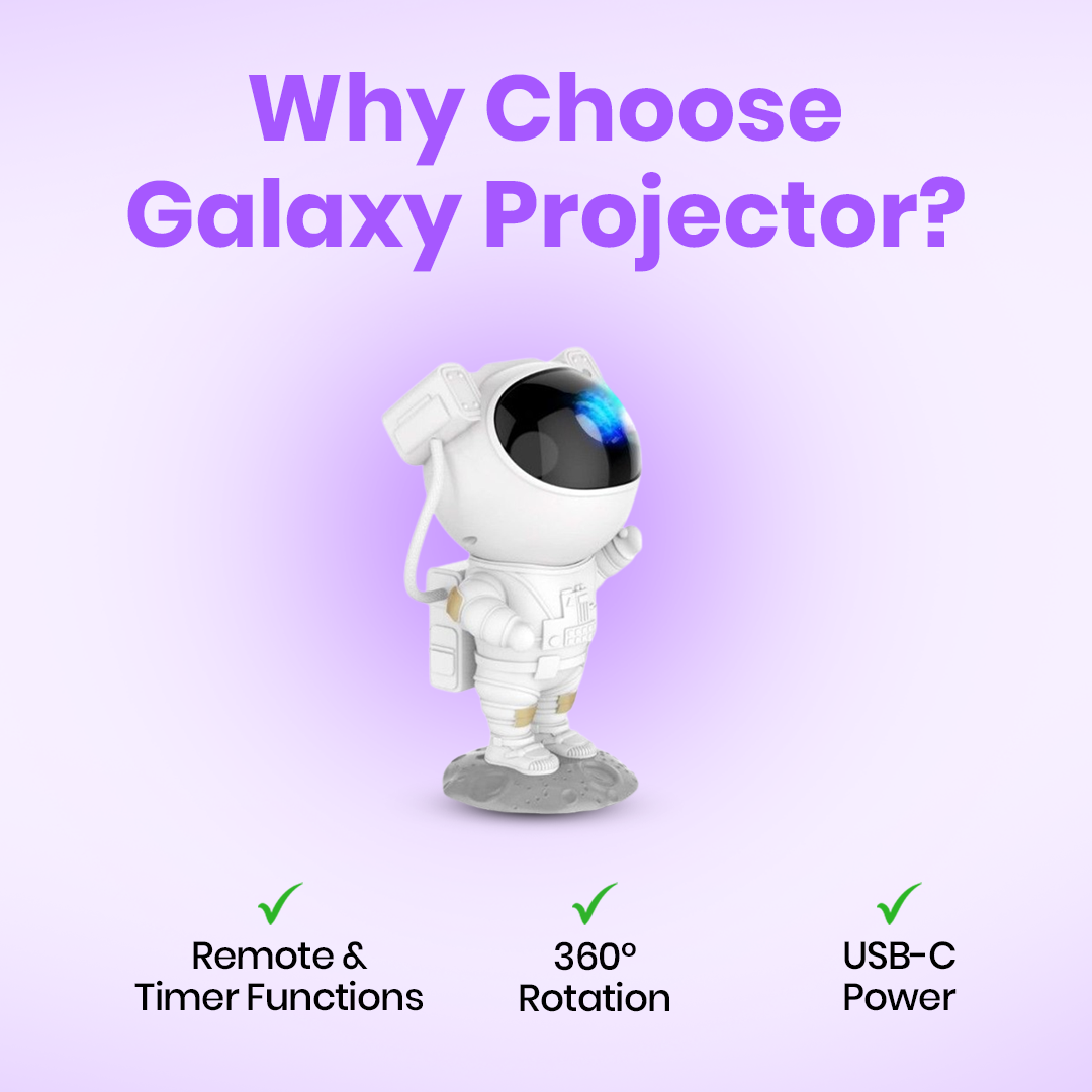 Astronaut Galaxy Projector with Remote Control Premium | 360° Rotation Adjustable Timer Nebula Night Sleep Light | Corded Electric
