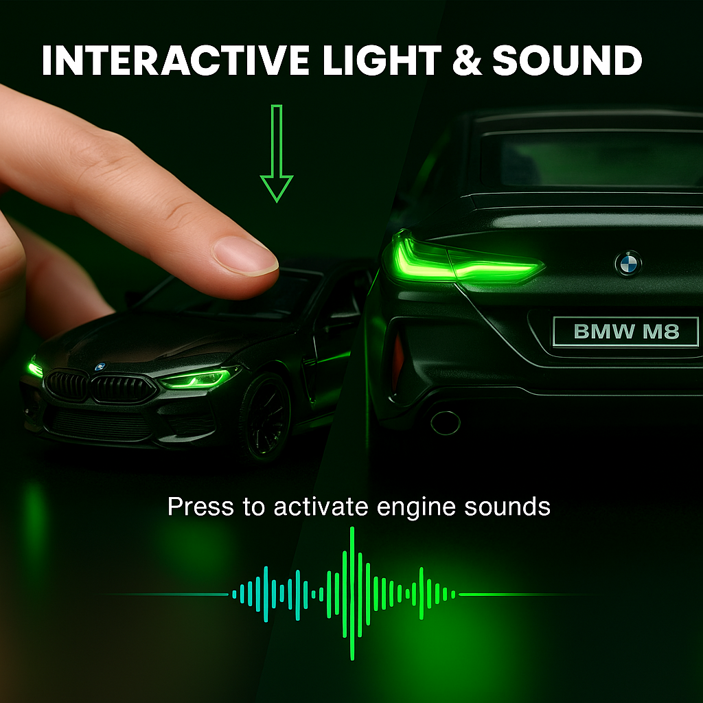 BMW Die-Cast Model Car 1:32 | Pull-Back Toy with Lights & Sound (Black)