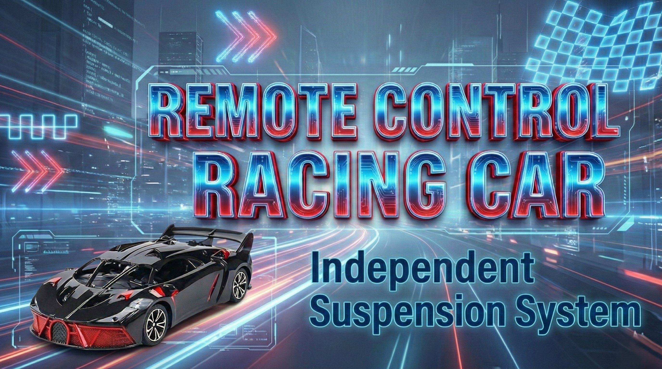 Kidara High-Speed RC Car | Rechargeable with LED Lights & Type-C Charging (Black & Red)