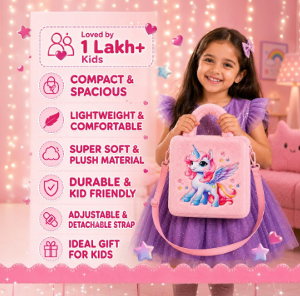 Kidara Unicorn Kids Sling Bag (Baby Pink)