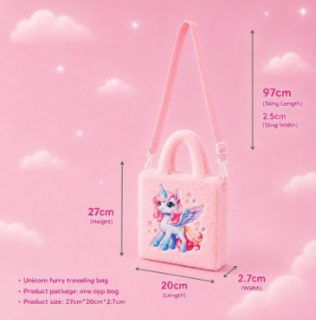 Kidara Unicorn Kids Sling Bag (Baby Pink)