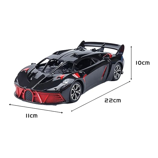 Kidara High-Speed RC Car | Rechargeable with LED Lights & Type-C Charging (Black & Red)