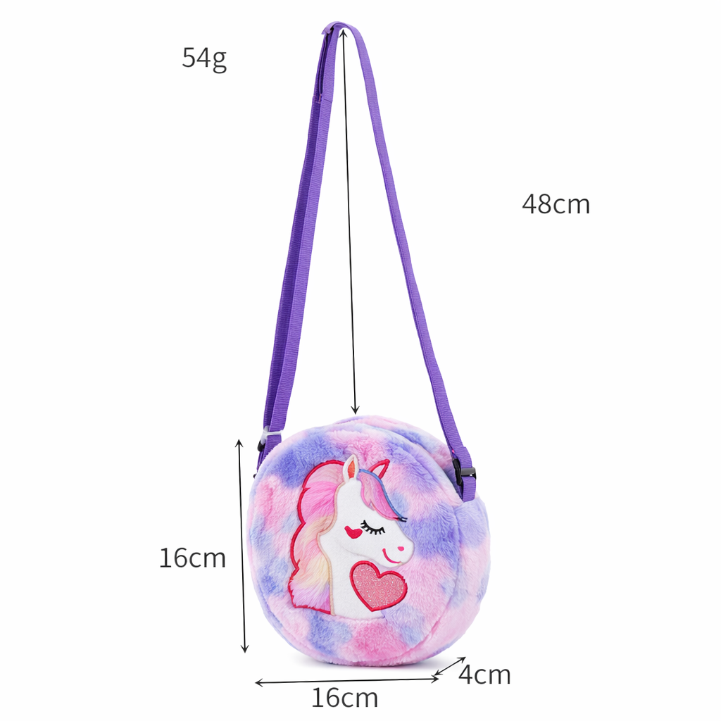 Kidara Unicorn Fur Kids Sling Bags (Purple & Pink)