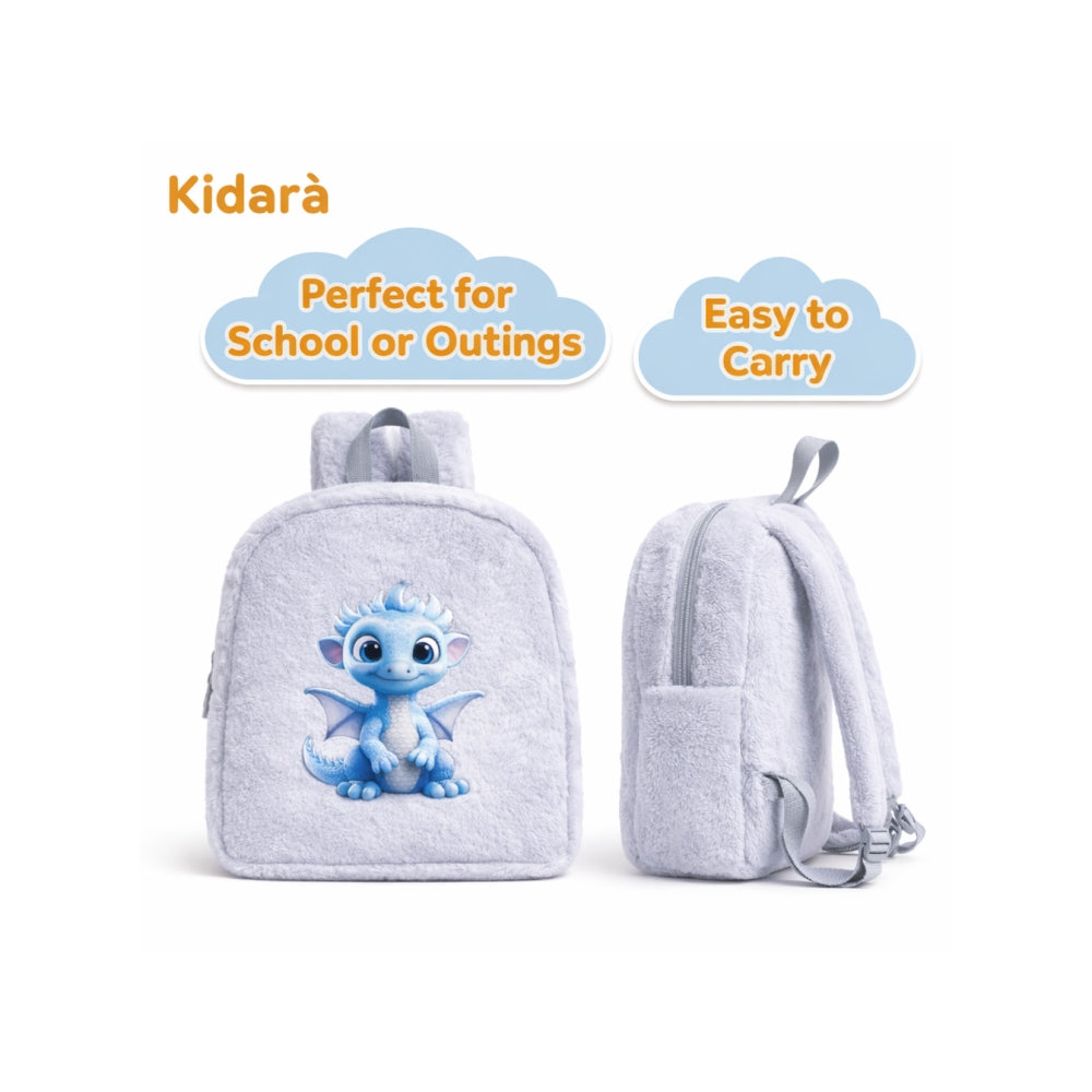 Kidara Cute Kids Fur Dragon Backpack (Grey)
