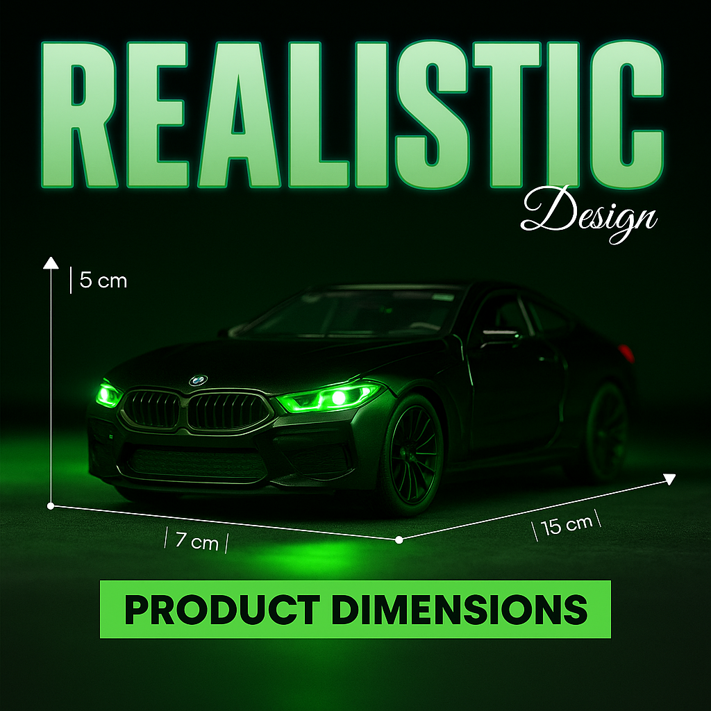 BMW Die-Cast Model Car 1:32 | Pull-Back Toy with Lights & Sound (Black)