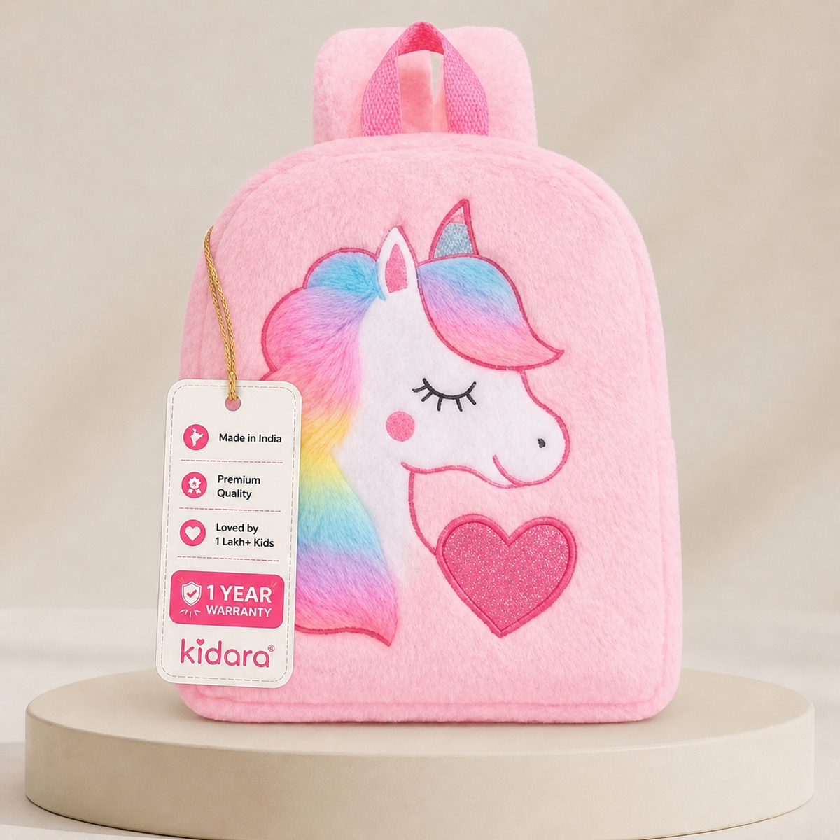Kidara Plush Unicorn Kids Fur Plush Backpack (Pink)